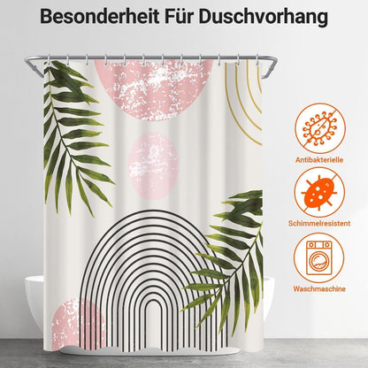 Duschvorhang Rosa Blätter 180x200 cm | Wasserabweisend & Waschbar
