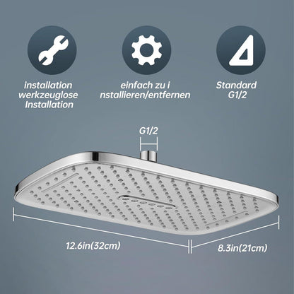 12 Zoll Regendusche mit Anti-Kalk-Düsen & Wassersparend