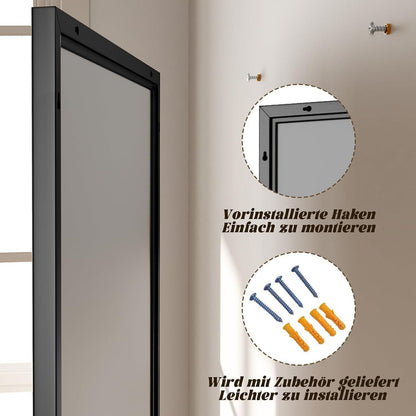 Rechteckiger Wandspiegel 120x75cm mit schwarzem Aluminiumrahmen