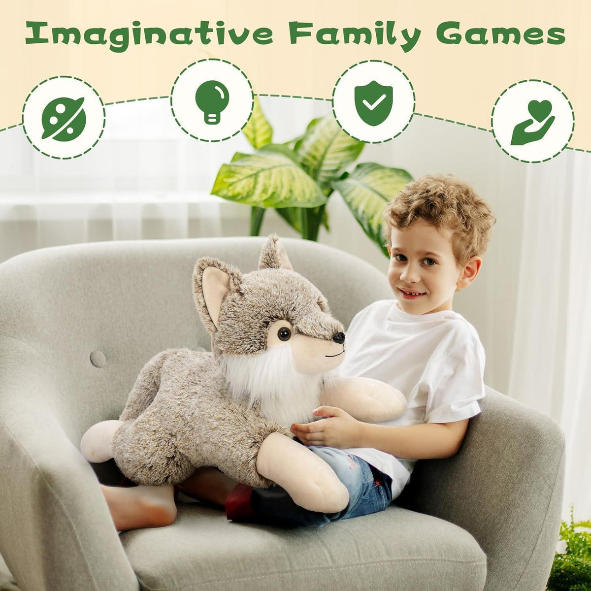 Riesiger Wolf Kuscheltier 77cm - Plüschtier Stofftier Geschenk