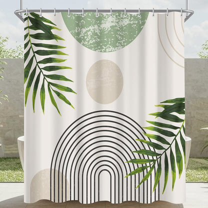 Grüner Duschvorhang Blätter 180x160 cm | Wasserabweisend & Waschbar