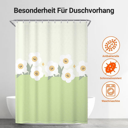 Duschvorhang 180x200 cm Grünes Lächeln, wasserabweisend & schimmelresistent