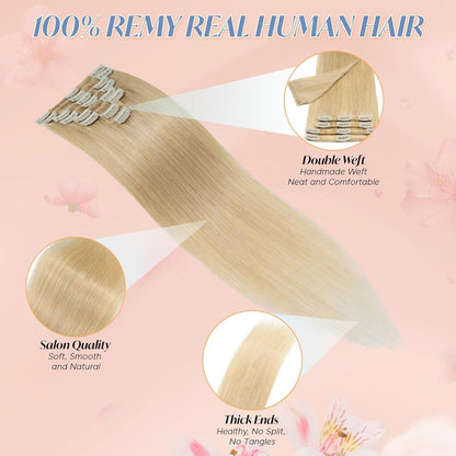 Natürliche Echthaar Haarverlängerung Blond #24 - 20 Zoll