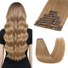 Clip-in Haarverlängerung Echthaar Dunkelblond 30cm