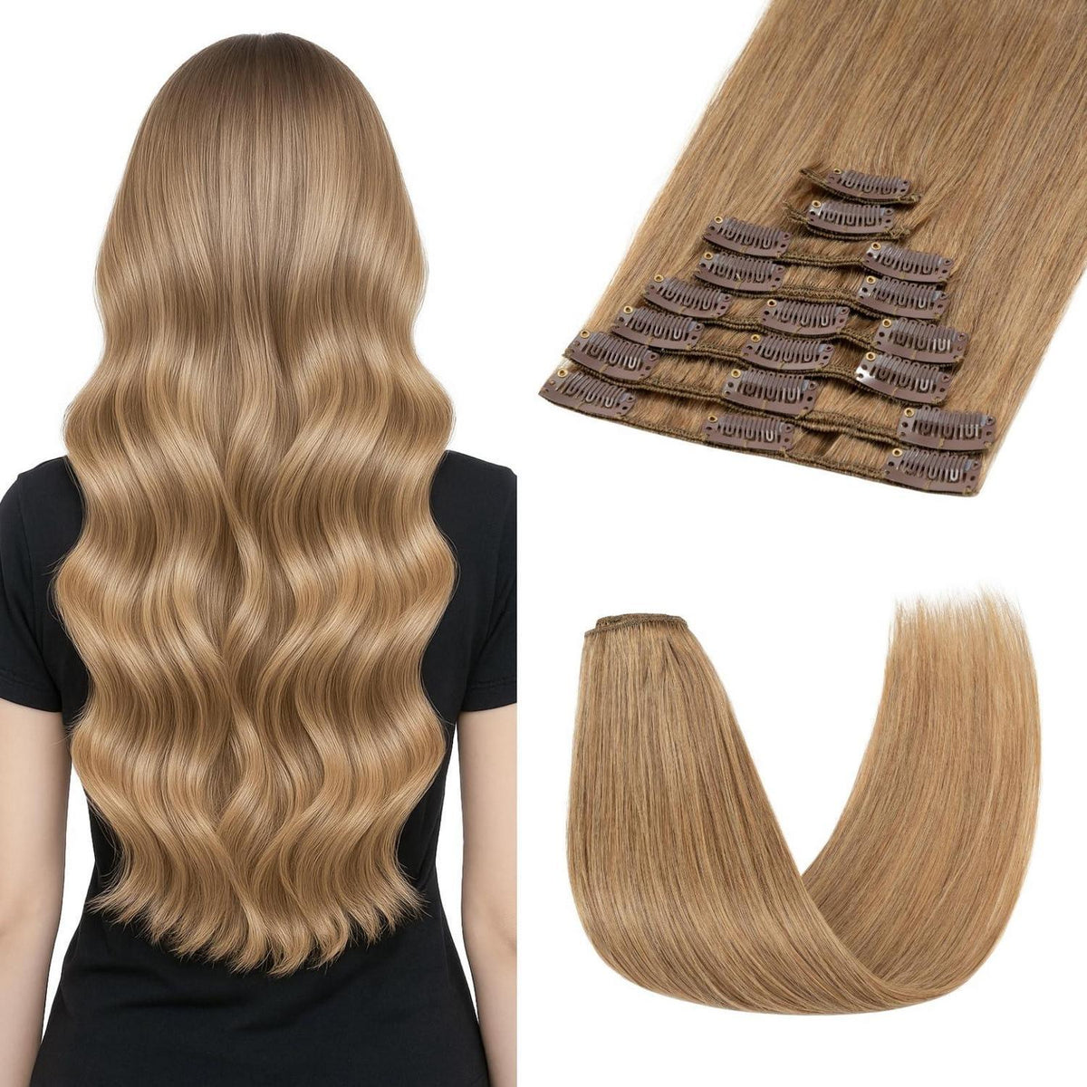 Dunkelblond Clip-in Haarverlängerung 24 Zoll Remy Echthaar