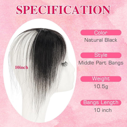 Echthaar Pony Clip-In | Natürliches Schwarz | Haar Topper