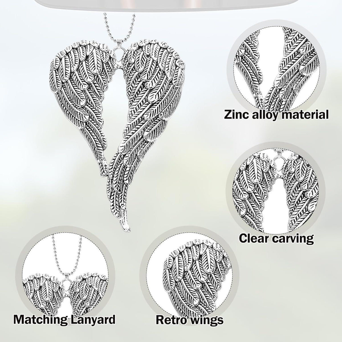 Auto Rückspiegel Anhänger Engel Flügel Silber