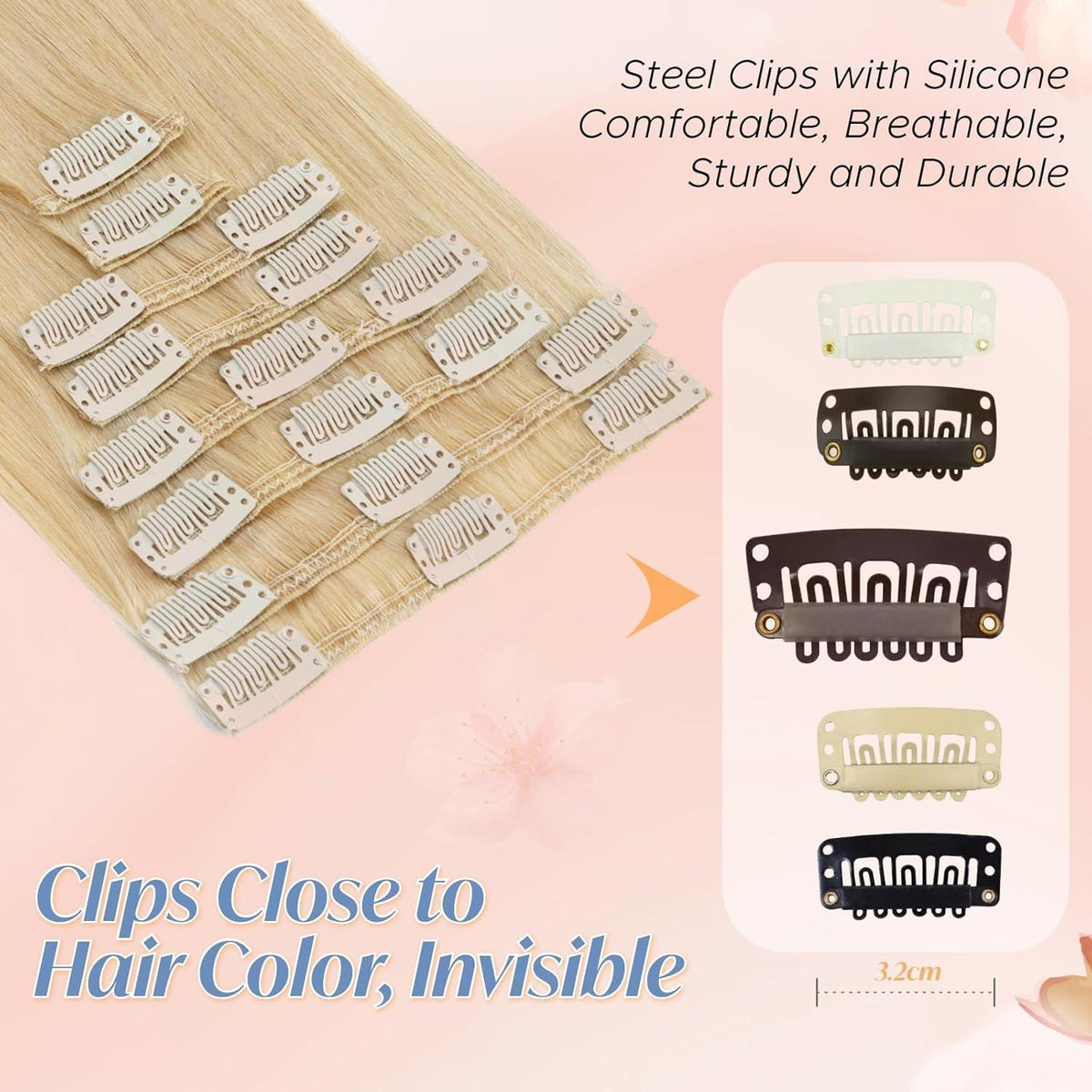 Echthaar Clip-in Extensions Blond 40cm - 8 Wefts