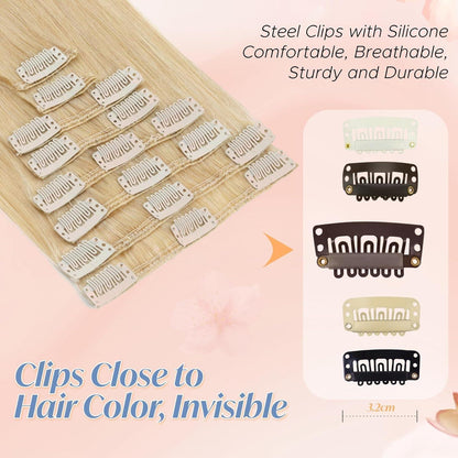 Echthaar Clip-in Extensions Blond 40cm - 8 Wefts