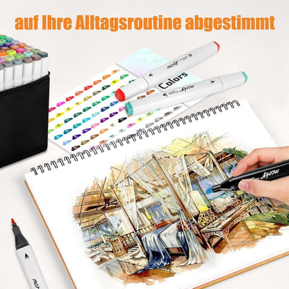320er Alkohol Marker Set mit App | Doppelspitze & Farbkarte