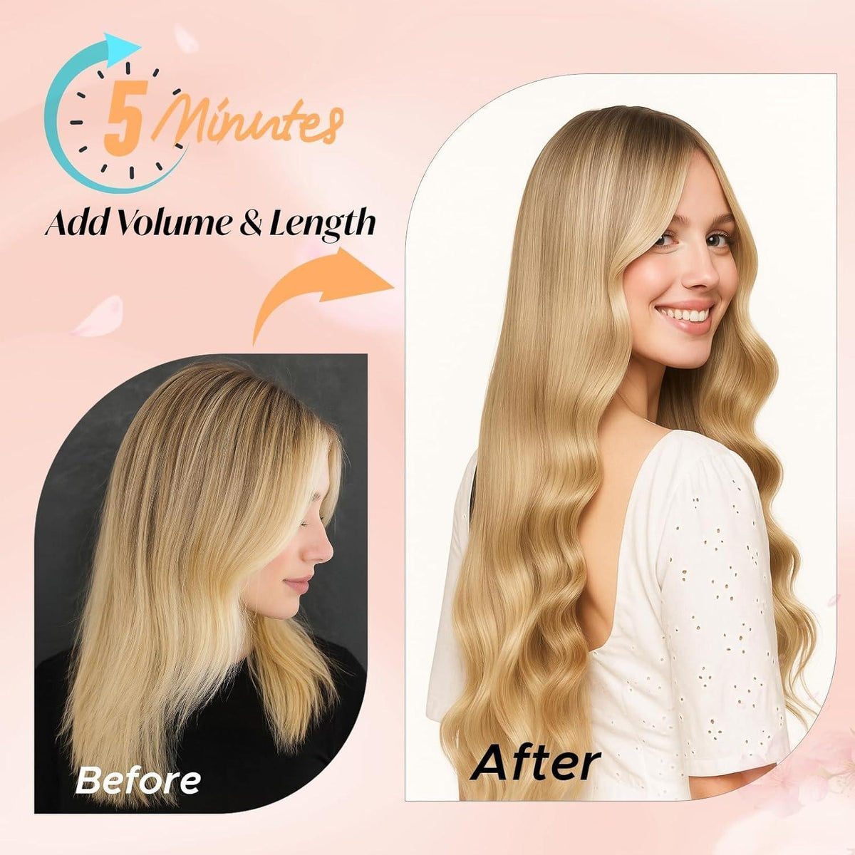 Clip-in Haarverlängerung Echthaar 40cm Dunkelbraun/Mittelbraun