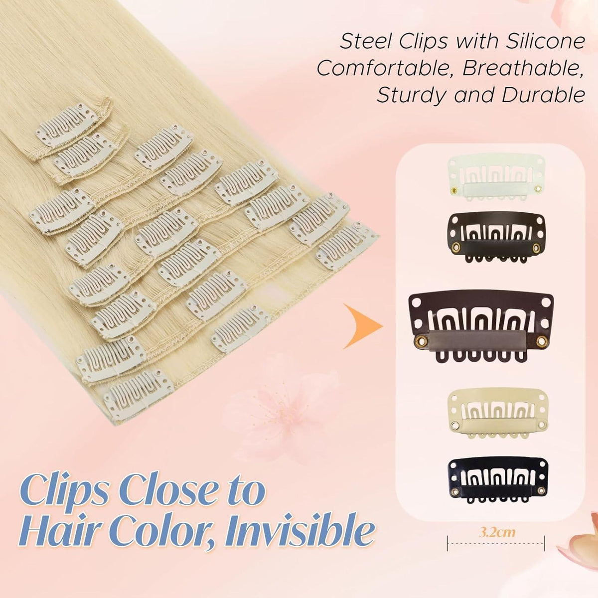 Blond Echthaar Extensions Clip-in 24 Zoll #613