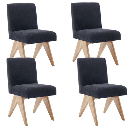 Esszimmerstühle Set 4er – Chenille Polsterstühle Holzbeine
