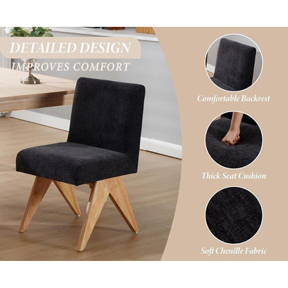 Esszimmerstühle Set 4er – Chenille Polsterstühle Holzbeine