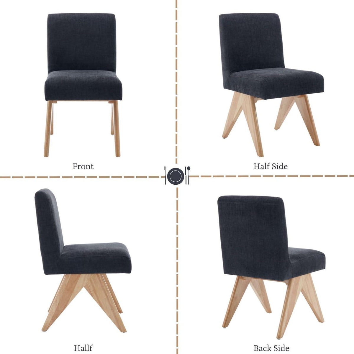 Esszimmerstühle Set 4er – Chenille Polsterstühle Holzbeine