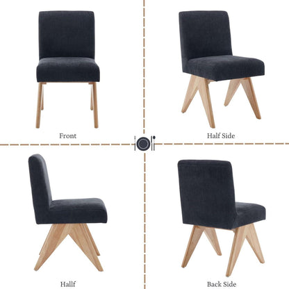 Esszimmerstühle Set 4er – Chenille Polsterstühle Holzbeine