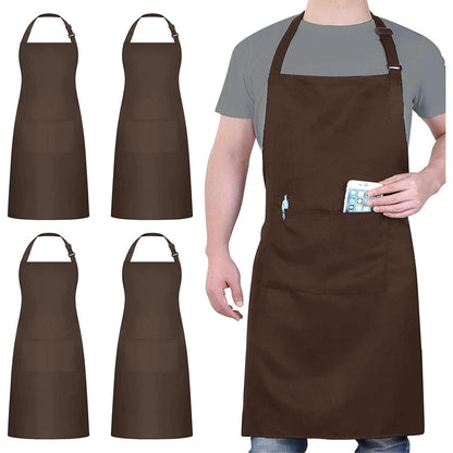 4er-Set Kochschürzen Schwarz Wasserdicht mit Taschen