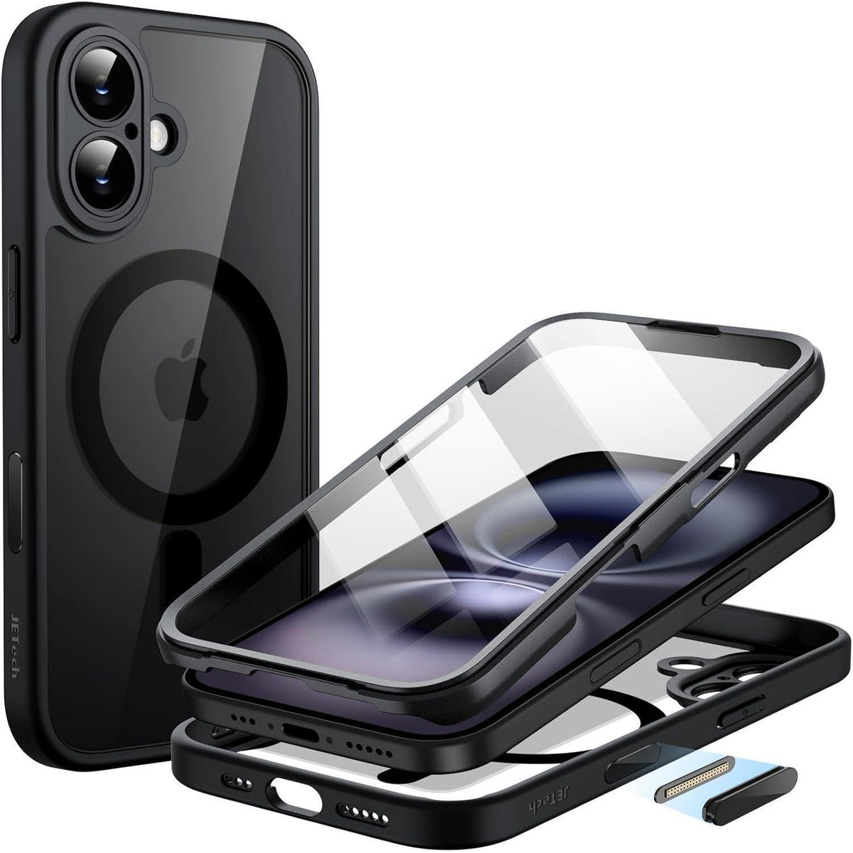 iPhone 16 Hülle 6,1 Zoll mit Glas & MagSafe Schwarz