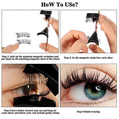 Magnetische Wimpern Set mit Zange & Applikator – 4 Stile