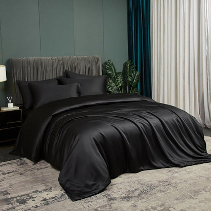 Kühlende Bambus Bettwäsche Set 135x200 cm – 4tlg. Schwarz