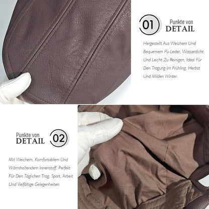 Schiebermütze Herren – Verstellbare Newsboy Cap Kaffee in Lederoptik