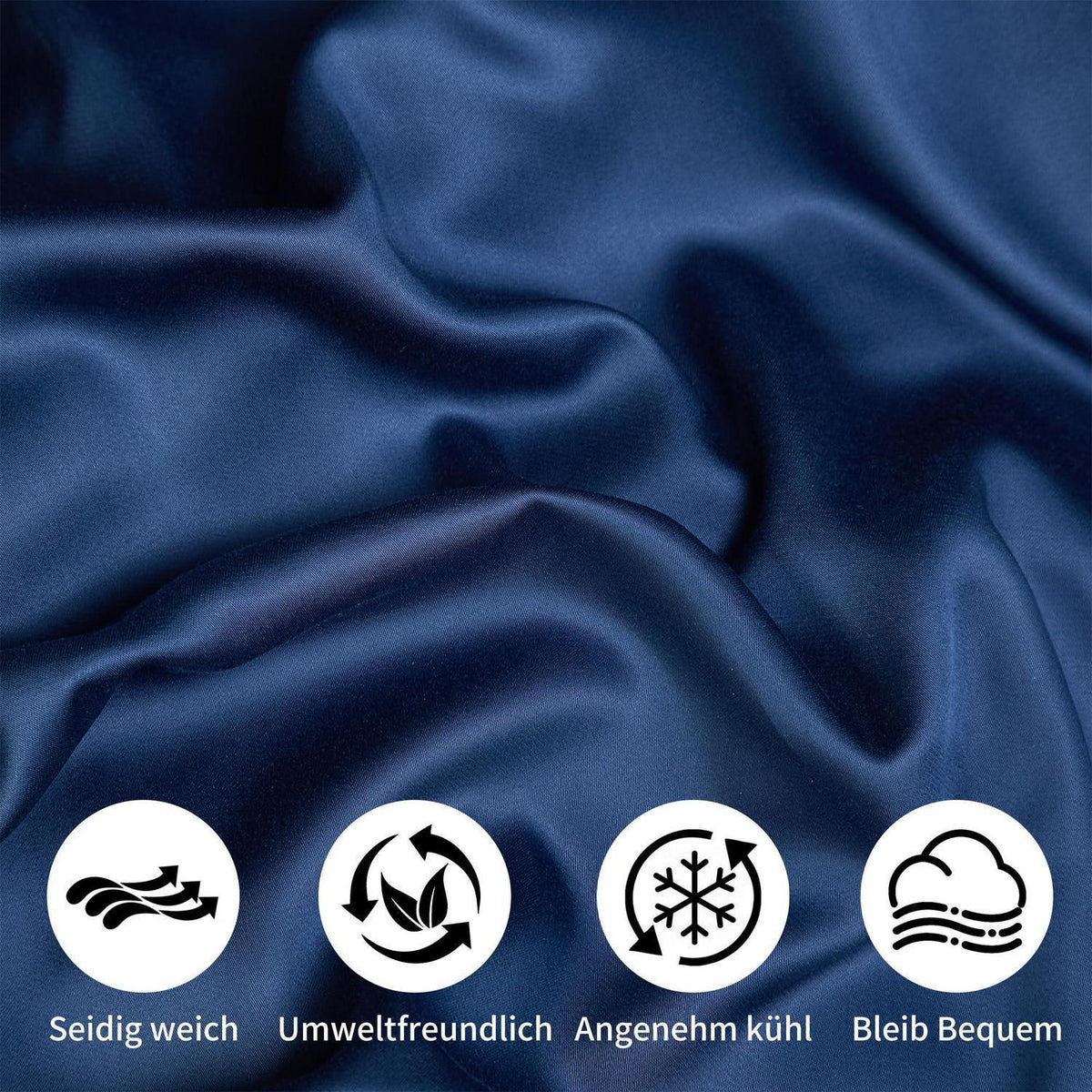 Kühlende Bambus Bettwäsche Set Dunkelblau 135x200 cm 4tlg.