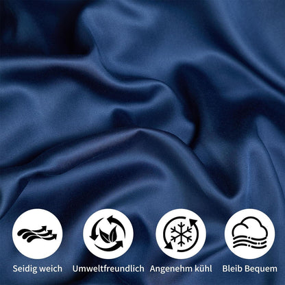 Kühlende Bambus Bettwäsche Set Dunkelblau 135x200 cm 4tlg.