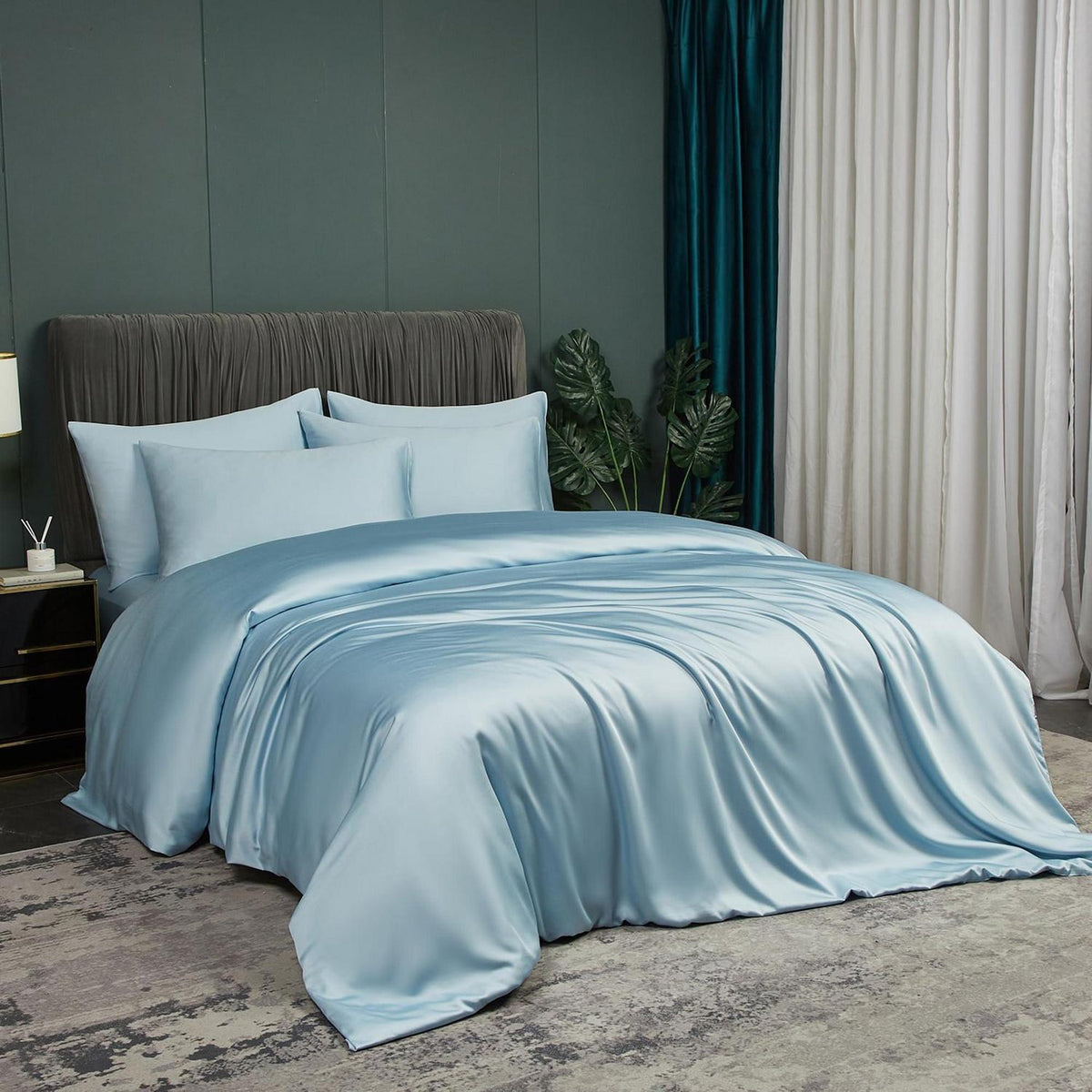 Bettwäsche-Set Bambus Blau 220x240 cm + 2x 80x80 cm