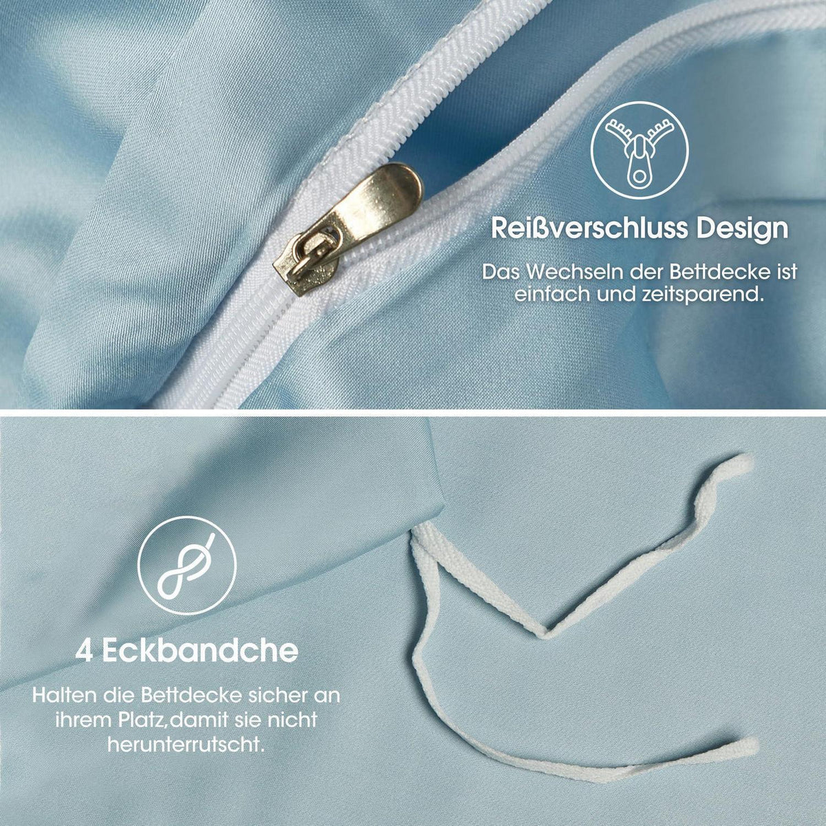 Bettwäsche-Set Bambus Blau 220x240 cm + 2x 80x80 cm