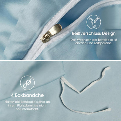 Bettwäsche-Set Bambus Blau 220x240 cm + 2x 80x80 cm
