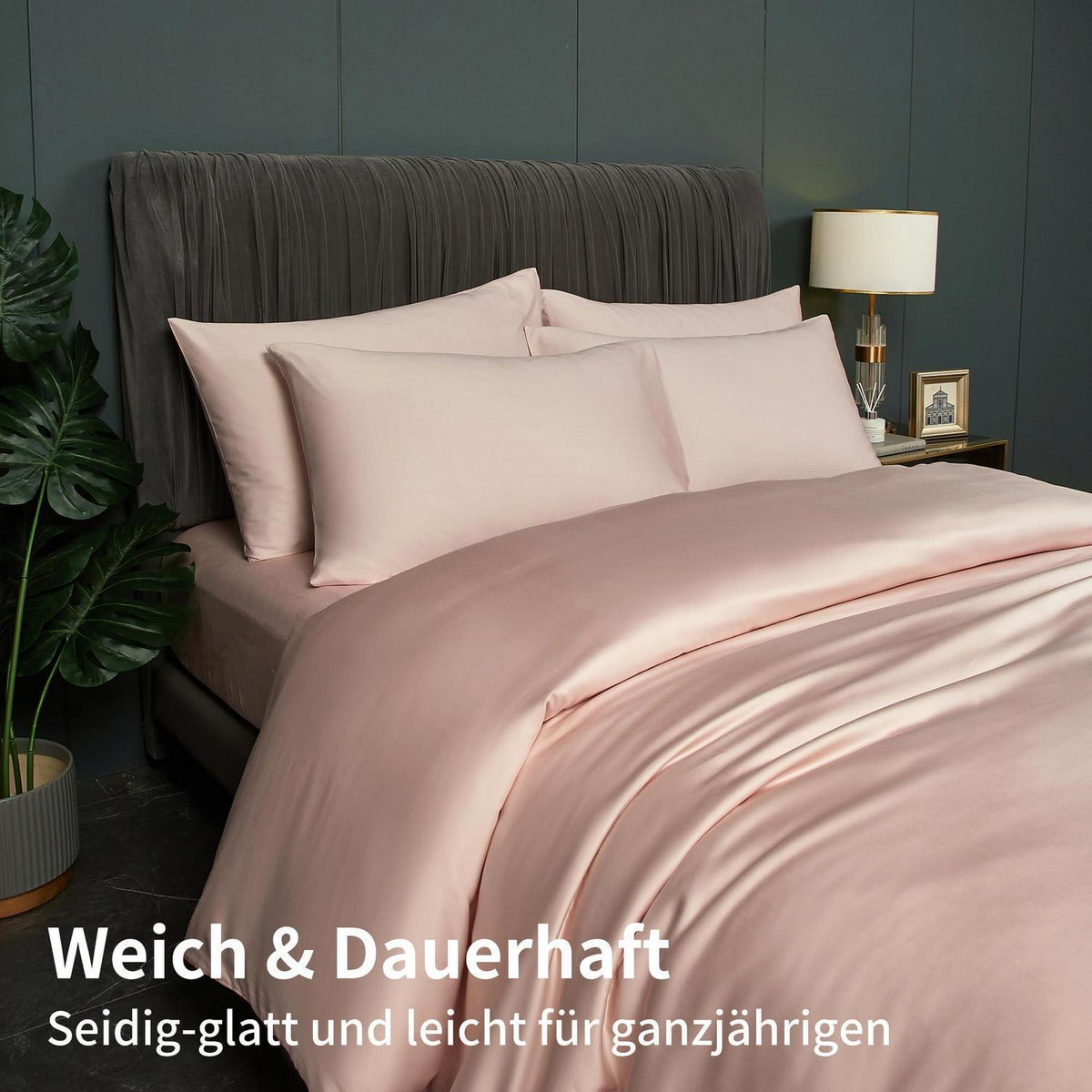 Bettwäsche-Set Rosa 220x240 cm Bambus Bettwäsche 3tlg.