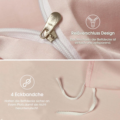 Bettwäsche-Set Rosa 220x240 cm Bambus Bettwäsche 3tlg.