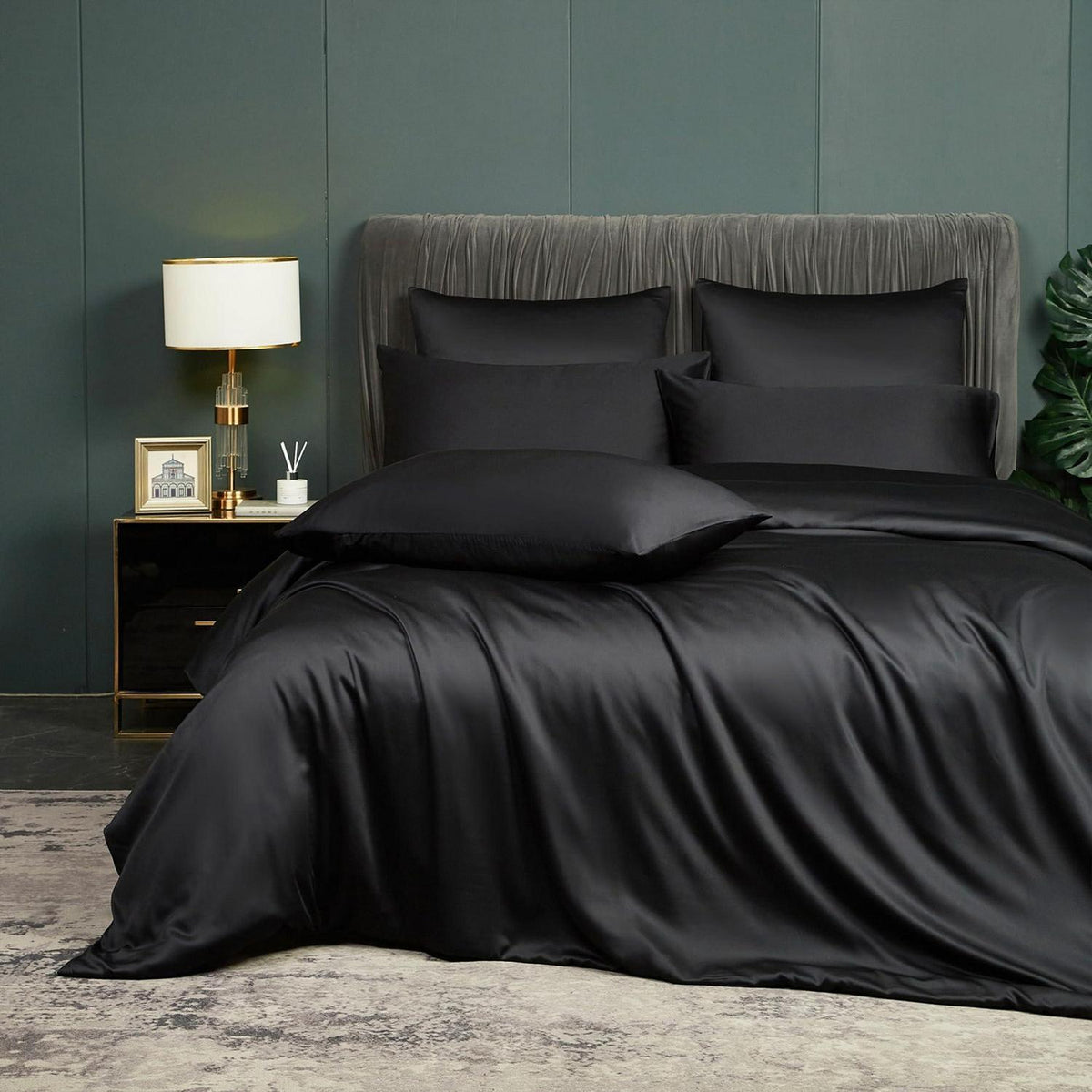 Kühlendes Bambus Bettwäsche-Set 220x240 cm Schwarz