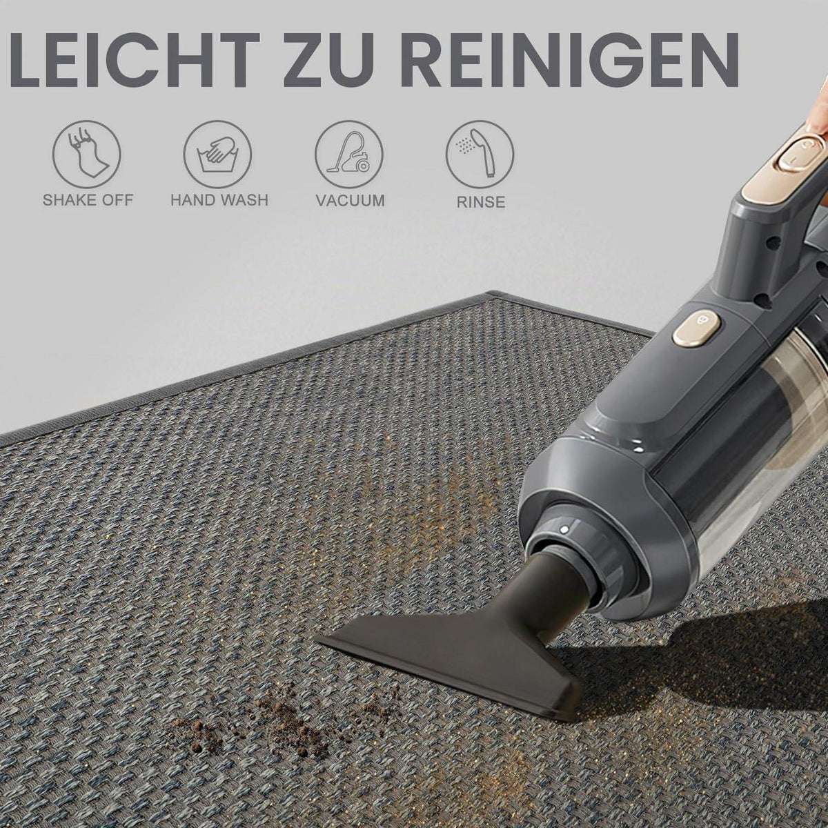Fußmatte Innen 90x150 cm – Rutschfest & Waschbar, Hellgrau