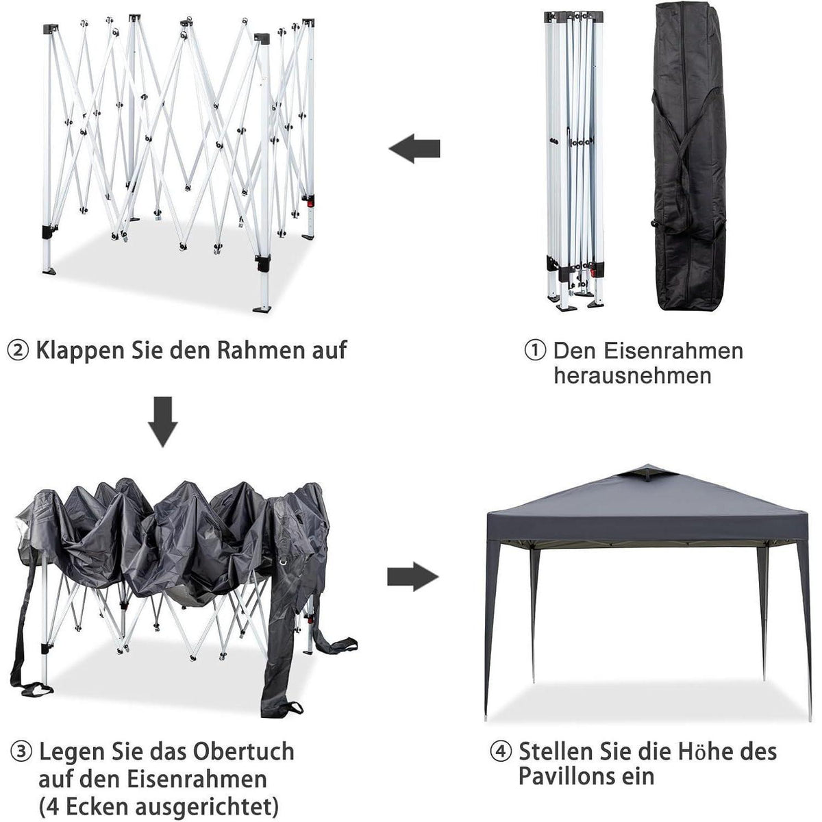 3x3m Pop-Up Pavillon – Wasserdicht & Höhenverstellbar