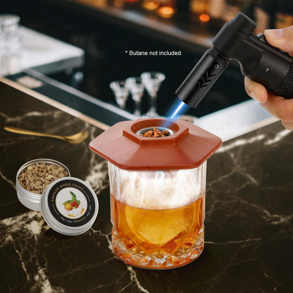 Cocktail Räucher Set mit Fackel & 8 Räucherholz-Aromen