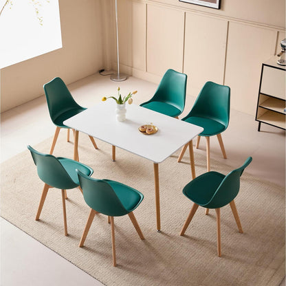 Esszimmer-Set Holz mit 6 Mintgrün Stühlen