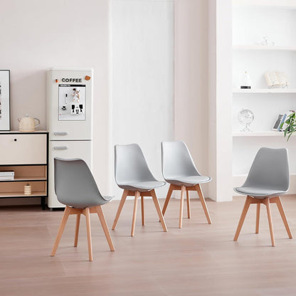 Esszimmer-Set Holz mit 6 skandinavischen Stühlen Grau