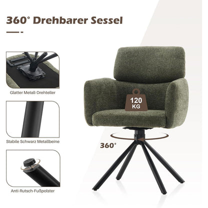 Drehbarer Esszimmerstuhl mit Chenillebezug (Grün)
