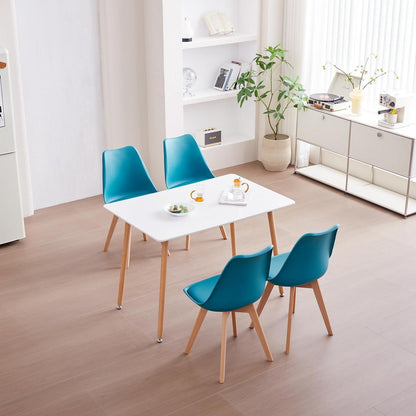 Esszimmer-Set Holz Mintgrün – Esstisch mit 4 skandinavischen Stühlen