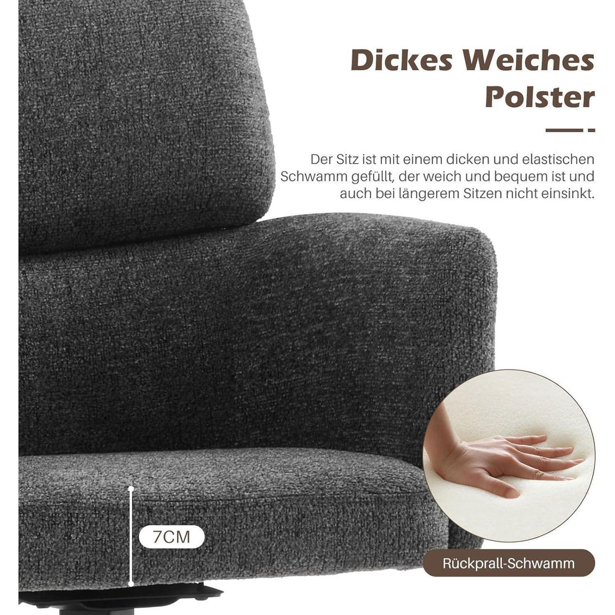 Drehbarer Esszimmerstuhl Grau – Chenille Bürostuhl & Sessel