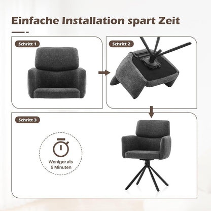 Drehbarer Esszimmerstuhl Grau – Chenille Bürostuhl & Sessel