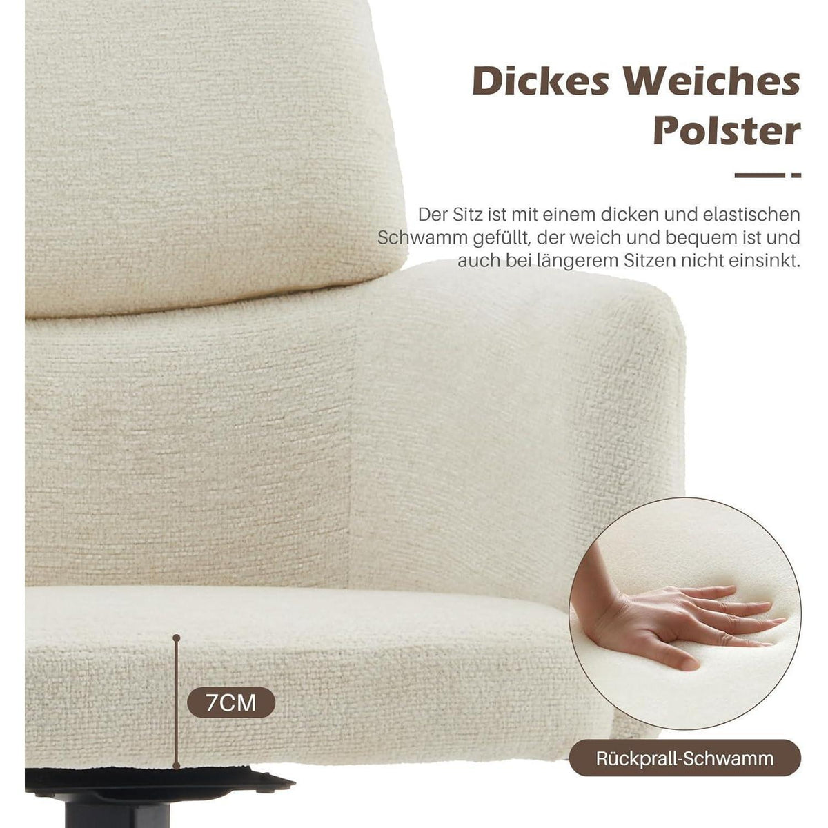 Drehbarer Esszimmerstuhl Chenille Beige – Bequemer Bürostuhl
