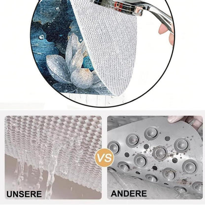 Rutschfeste Duschmatte 150x150 cm – Modernes Lotus-Muster