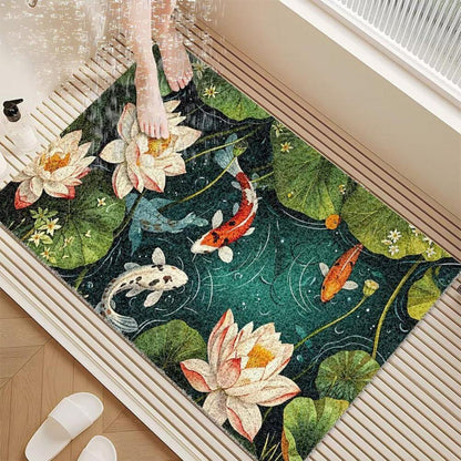 Rutschfeste Duschmatte 100x130 cm – Modernes Lotus-Muster