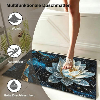 Rutschfeste Duschmatte 130x150 cm – Modernes Lotus-Muster