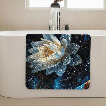 Rutschfeste Duschmatte 130x150 cm – Modernes Lotus-Muster