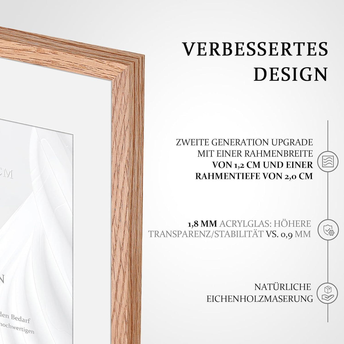 Bilderrahmen Eiche 30x30cm mit Passepartout für 20x20cm