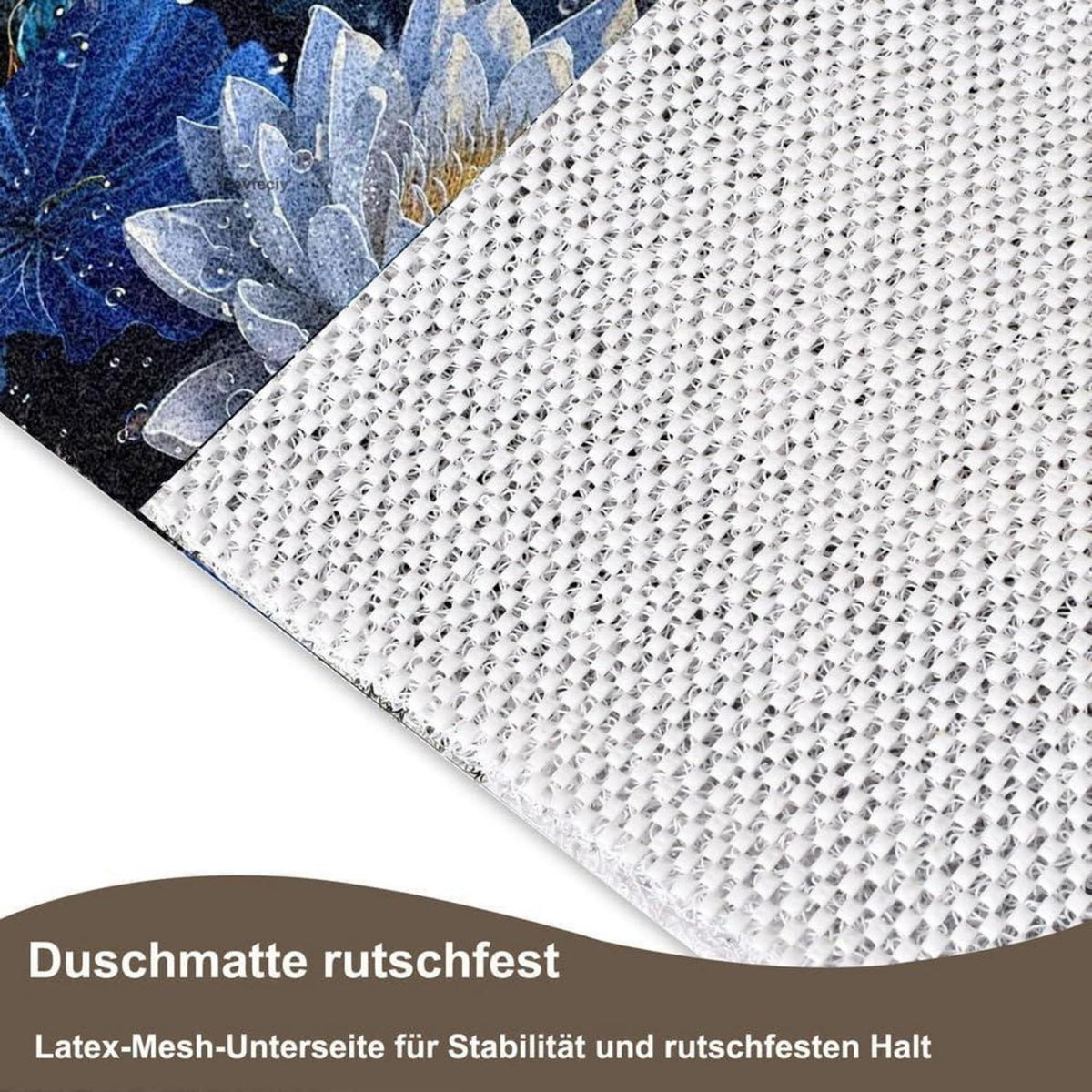 Rutschfeste Duschmatte 120x150 cm – Modernes Lotus-Muster