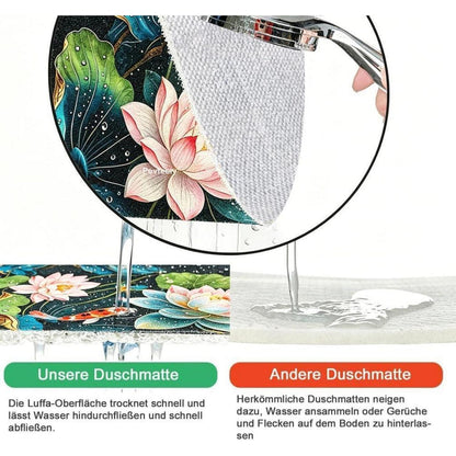 Rutschfeste Duschmatte 75x150 cm – Modernes Lotus-Muster